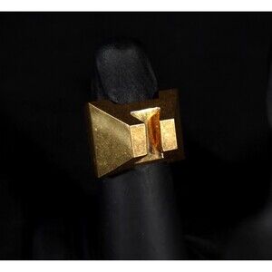 India Hicks Heritage Ring S/M Womens Gold Geometric Logo Jewelry